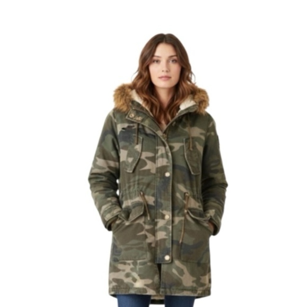 Abercrombie & Fitch Camo Parka with Faux Fur Hood